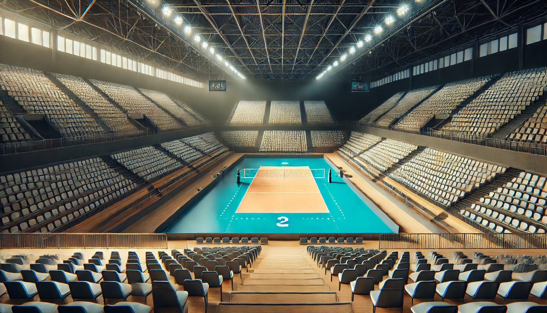 salle de volley avec tribunes vides